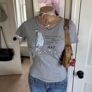 Y2K 2000s Abercrombie & Fitch Graphic spellout Baby Tee